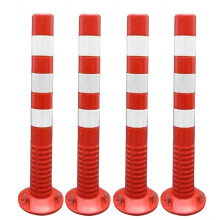 Traffic Cone 4-Pack Reflective Delineator, Flexible Bollard-Style Parking Cones For Driveway Barriers, Red White
