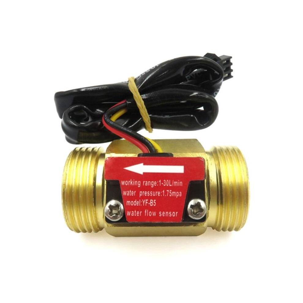 Water Flow Meter Hall Effect Water Flow Sensor, G3/4 Brass 50Mm Long, Dn20 Male Thread, 1-30 L/Min 9393856044597