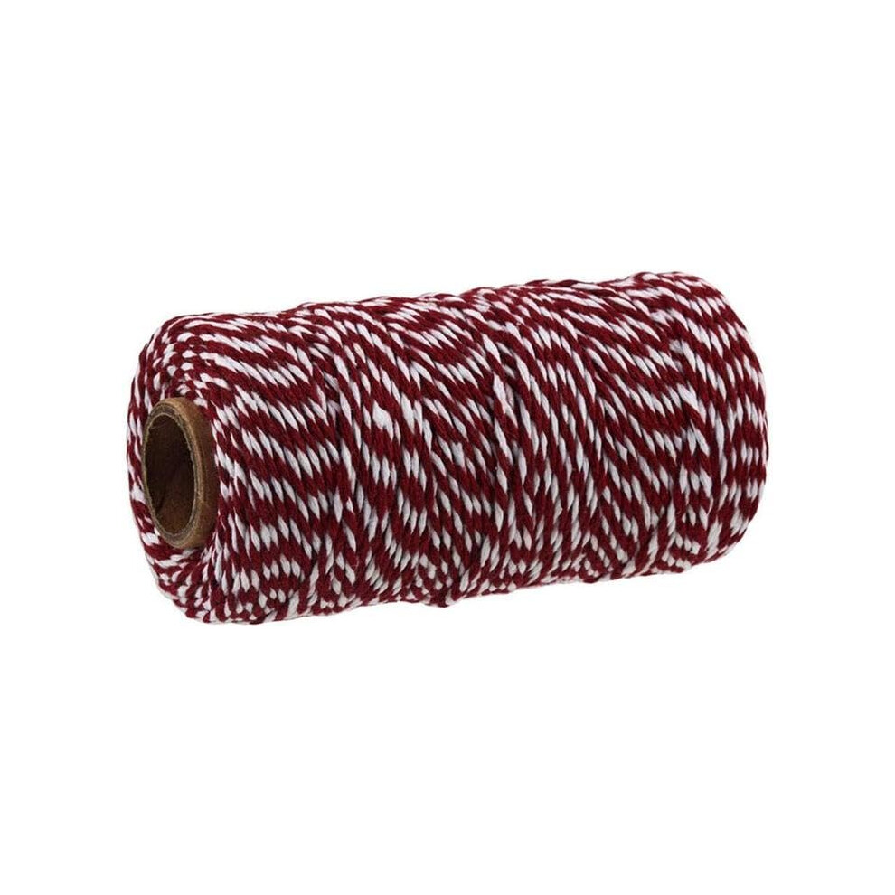 Cotton Rope 100M Deep Red And White Twine For Baking, Butchers, Diy Crafts Wrapping 9354506993733