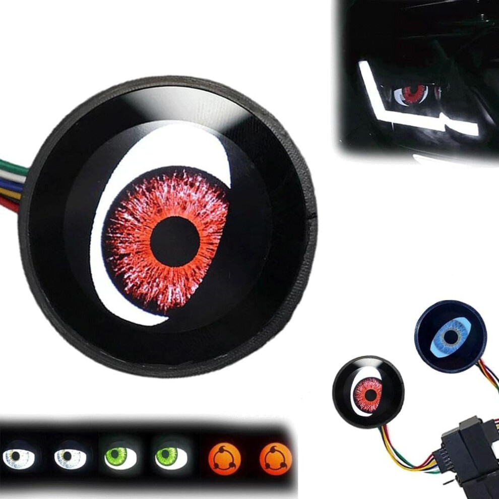 Usb Devil Eye Led Headlight, Demon Eye Universal 12V Car Headlights, Dynamic Evil Eye, Mini Projector Lens Lamp Red 9084446144109