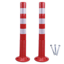 Traffic Cone Delineator Post Plastic Reflective Barrier Bollard With Expansion Bolts Red And White 4 Pack