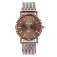 Watches Leather Band Watch Quartz Wristwatch Alloy And Steel Case Women Men One Size Coffee