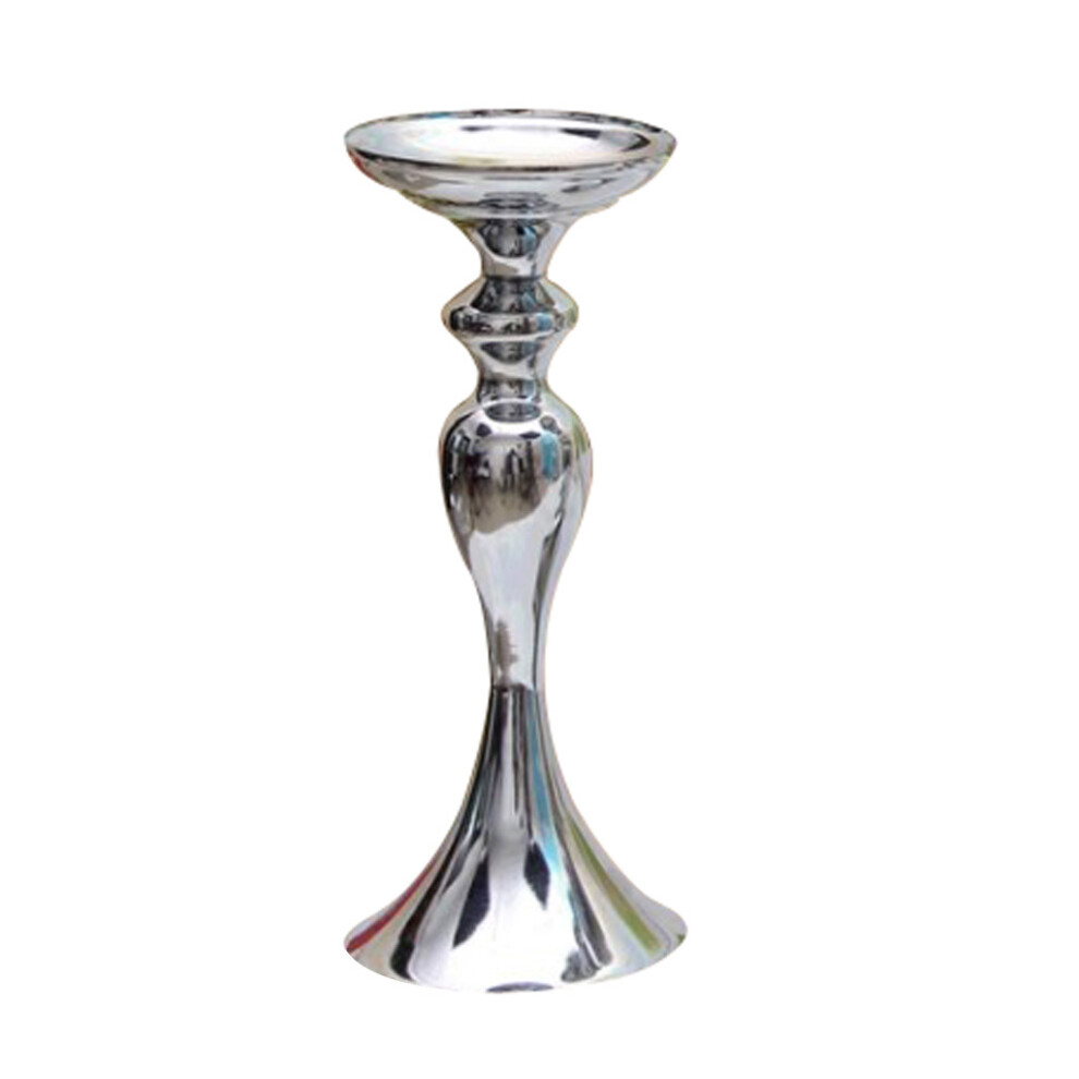 (Silver S) Sleek Metal Candlestick Tea Light Holder Long Stand Flower Vase Lead-image-OPC-PKSMK6R-NEW