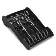 schaarhouder etui voor salon met opbergvakken zwart