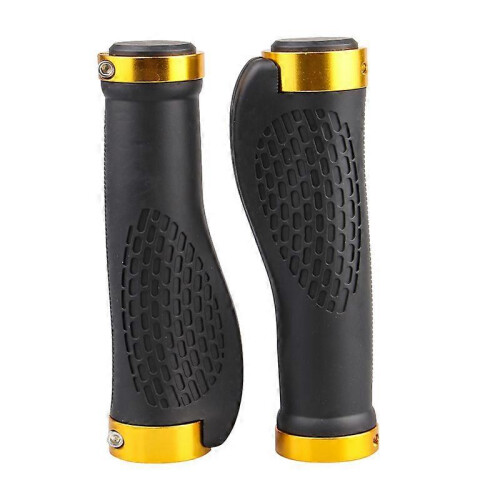 (As show, One size) Bicycle handlebar handle, double locked vice handlebar handle cover, ergonomic handle cover (gold) 1