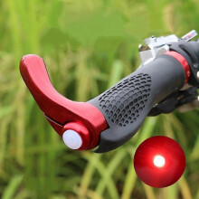 (As show, One size) Mountain bike rubber horn vice handle bicycle handlebar handle accessories folding handlebar light (S-1014-red-with light)