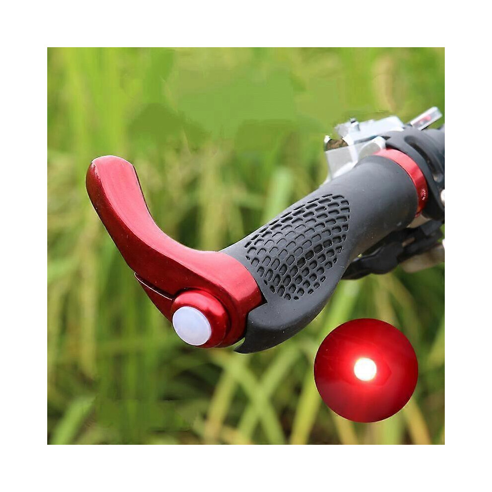 Kikidex (As Show, One Size) Mountain Bike Rubber Horn Vice Handle Bicycle Handlebar Handle Accessories Folding Handlebar (S-1014-With ) Light/Red