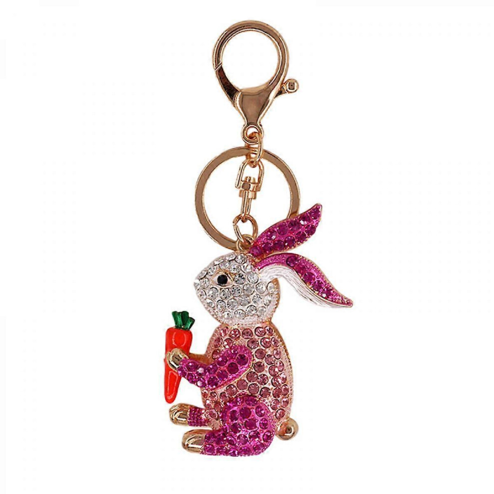 Kikidex (As Show, One Size) Cute Animianl Keychains For Women Bling Small Rabbit Key Ring For Girl Purse Bag Or Car Pendant, Pink
