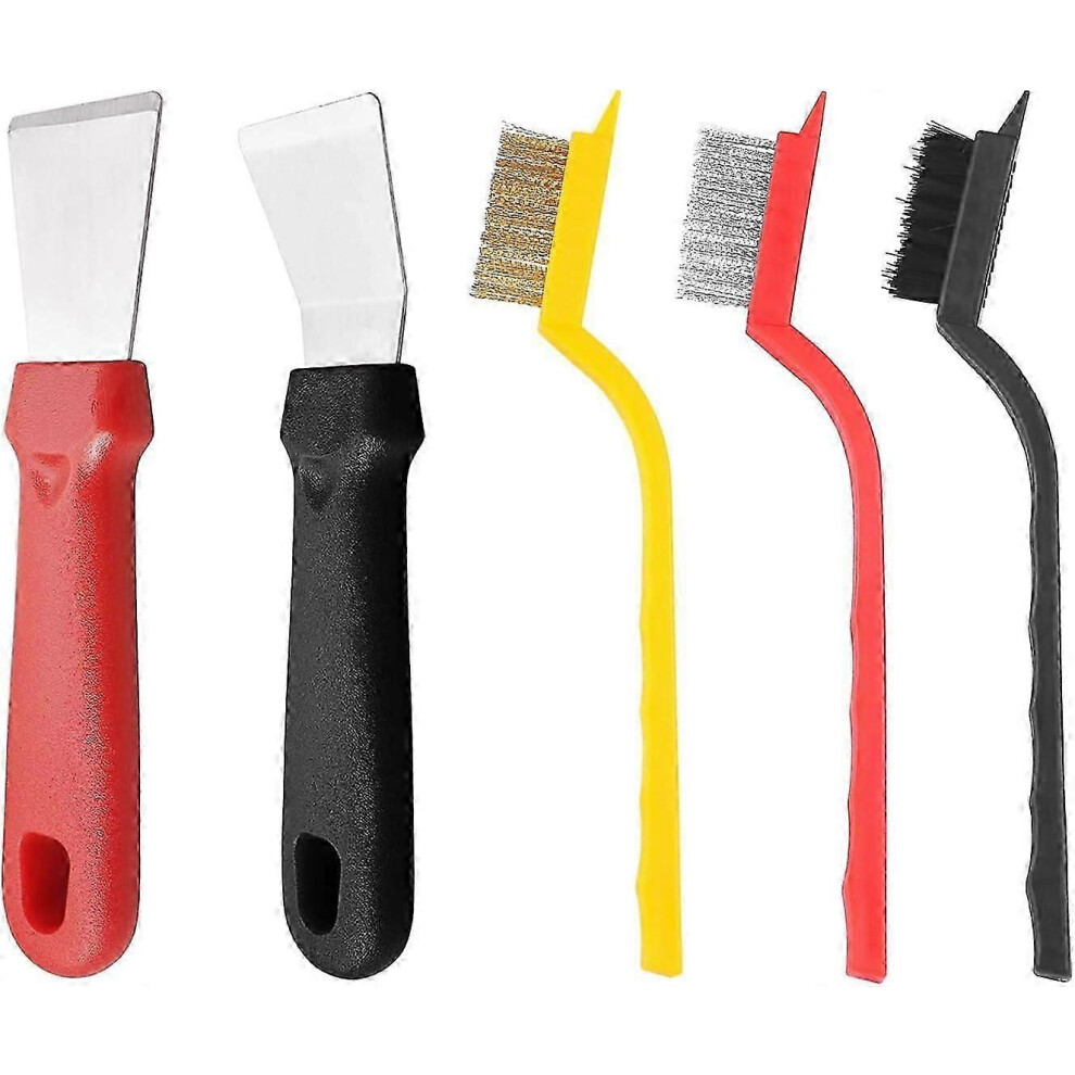 Pack Cleaning Scrapers for Ovens, Stoves, Induction Hobs and Freezers. Multi-Purpose Stainless Steel Kitchen Scraper with Grinding Wheel and 3