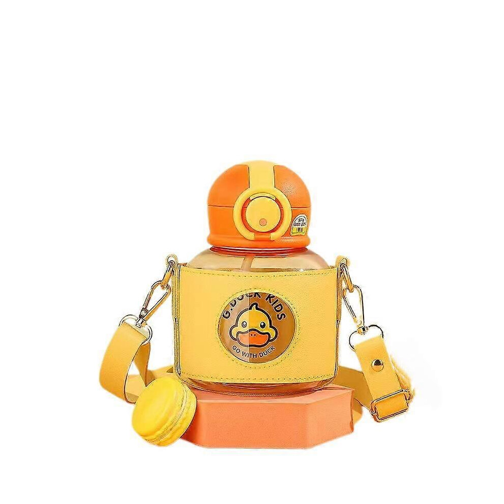 Kikidex (As Show, One Size) Little Yellow Duck Summer Portable Anti-Fall Cup Pink 700Ml Pink,Yellow