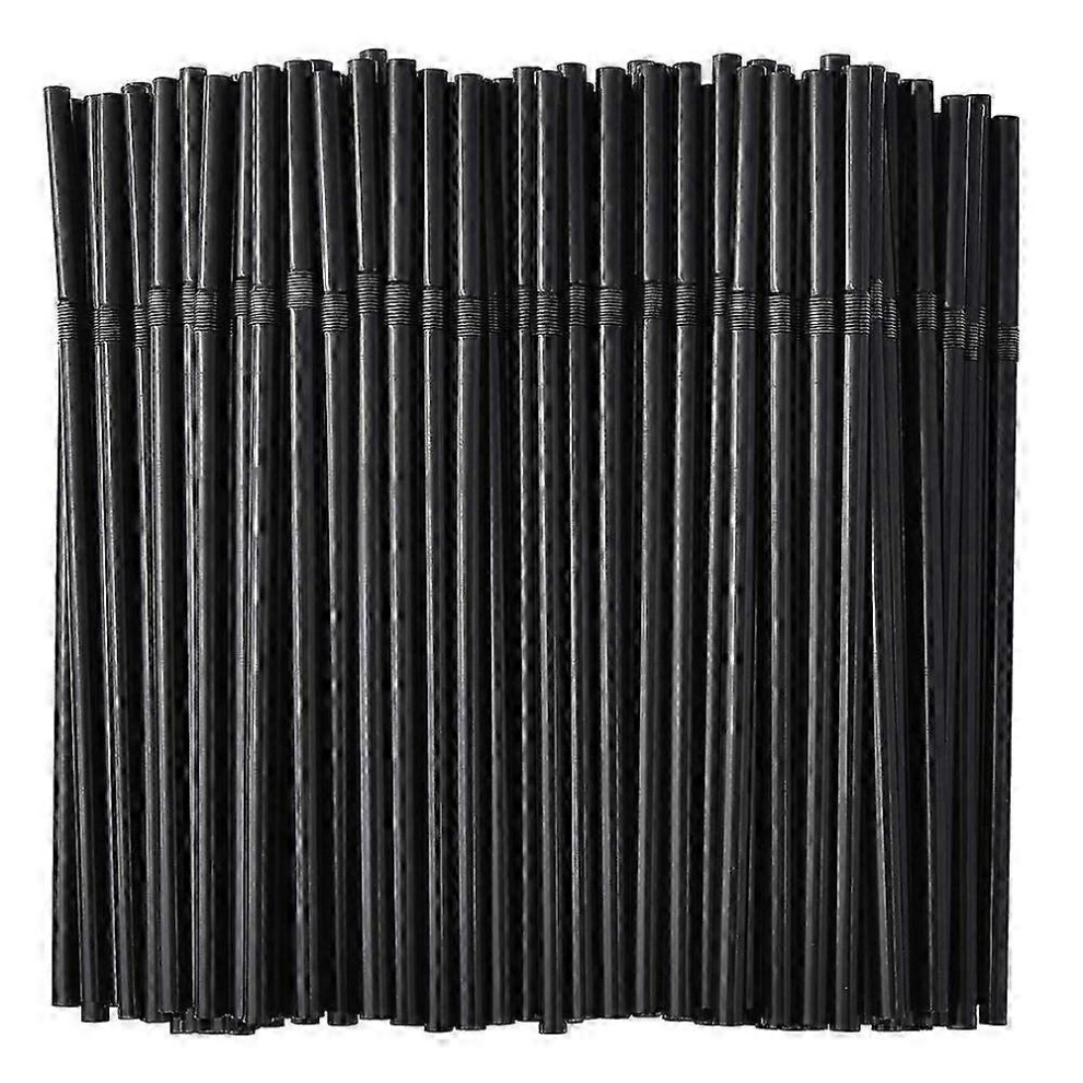 Pack Of 500 6Mm X 21Cm Plastic Bendable Disposable Straws Black