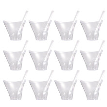 50 Sets Clear Plastic Mousse Cups For Pudding Jelly Ice Cream Storage