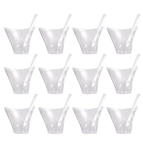 50 Sets Clear Plastic Mousse Cups For Pudding Jelly Ice Cream Storage