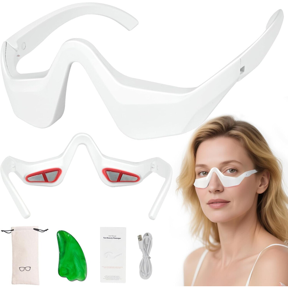 Red/Light Under Eye Therapy Device, Therapy Glasses, 4 Modes Microcurrent Eye Massager For Relieve Eye Bags