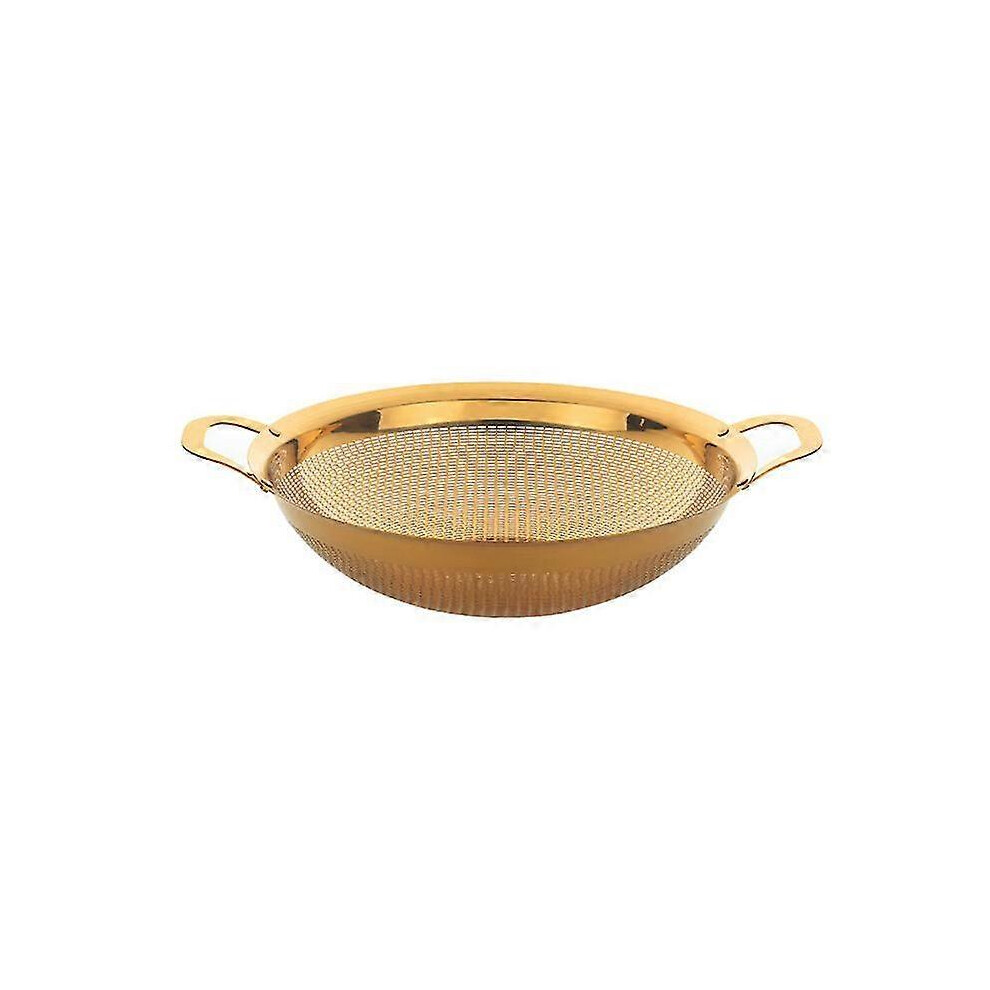 (Gold) Stainless Steel Drain Basket, Rice Strainer, Rice Filter, Vegetable Basket with Handle, Kitchen