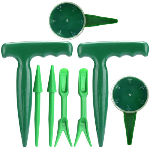 8Pcs Green Plastic Seed Tool 5-Gear Adjustable Garden Planter