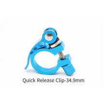 (As show, One size) Two pieces of mountain bike seat tube clip bicycle seat tube clip dead fly road bike seat post lock (quick release clip-34.9mm (blue))