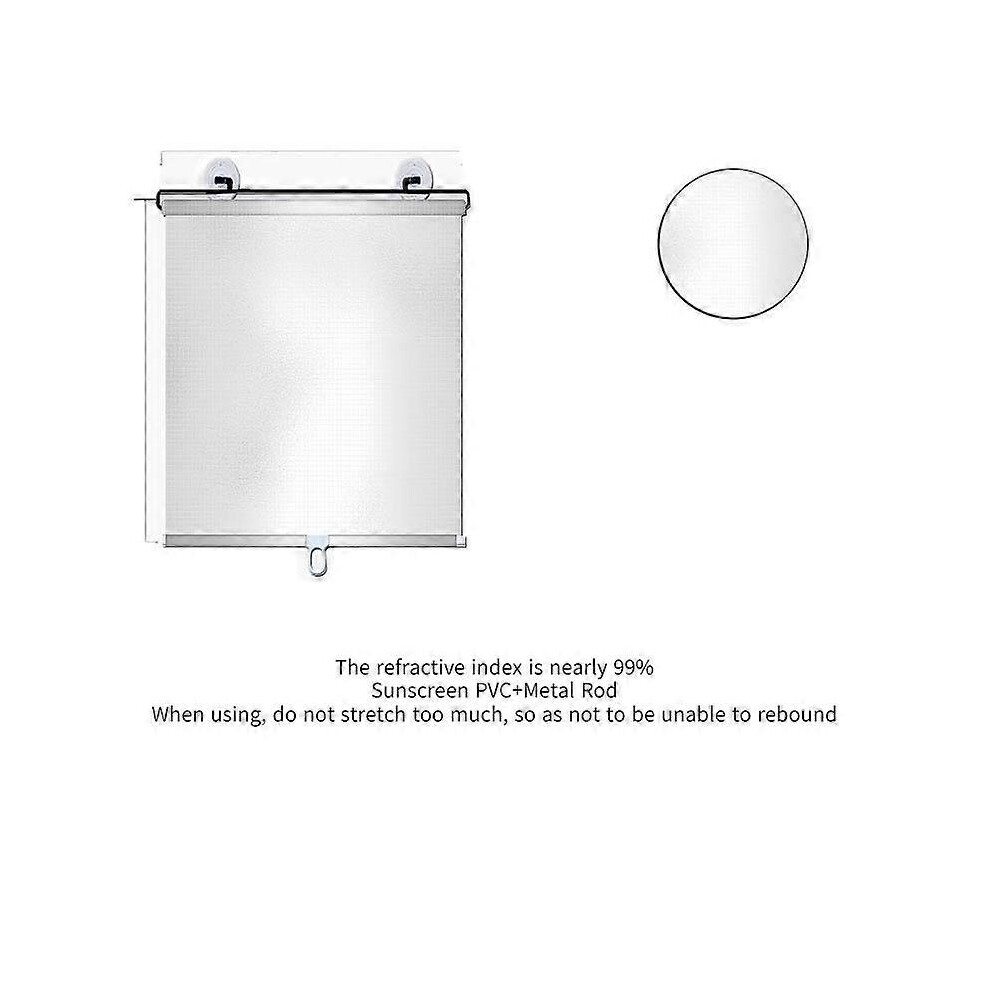Kikidex (As Show, One Size) Auto Retractable Sunshade Suction Cup Sunscreen Curtain Roller Shutter ( Plated Film) 40*125 (A Set Of Suction Cups Is Attac Silver