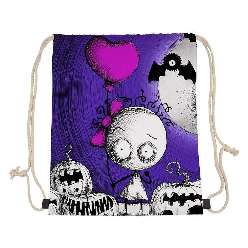 (As show, One size) Halloween Pumpkin Drawstring Gym Bag School Yoga Swimming Mountaineering Rope Bag Backpack Boy Girl Gift HBC202906Z3