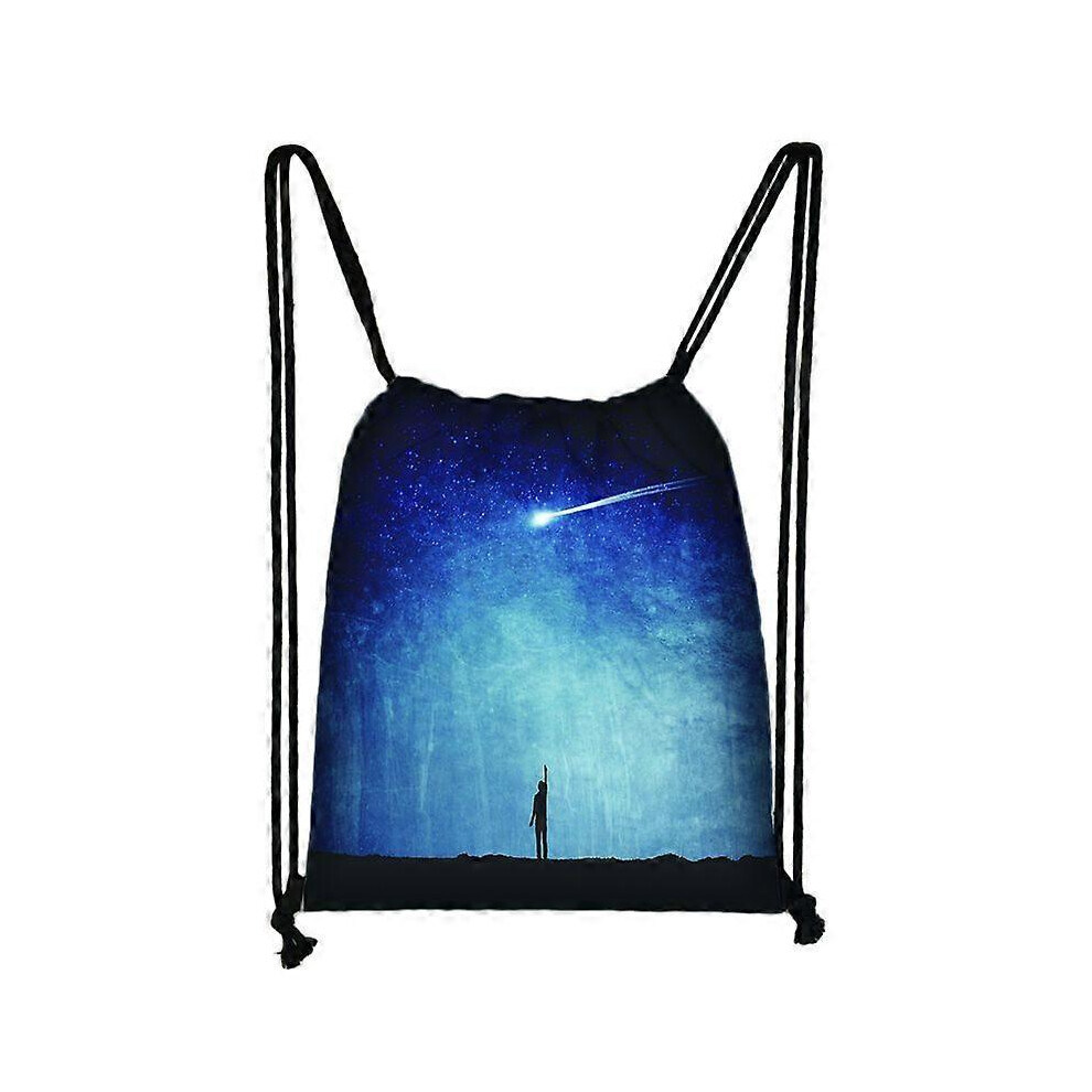 Kikidex (As Show, One Size) Starry Sky Series Running Drawstring Gym Bag School Yoga Swimming Hiking Sports Rope Bag Backpack Boy Girl Gift Starry Sky-12