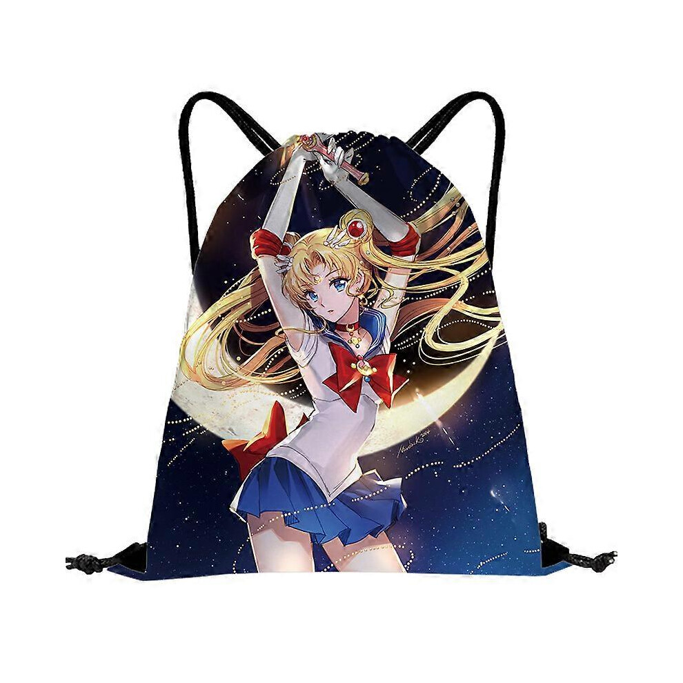 Kikidex (As Show, One Size) Girls Cute Drawstring Backpack Sports Bag Sports School Waterproof Rope Bag 15.3 X 12.5 Beautiful Girl 2