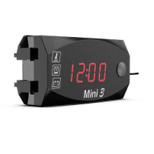 (Rot) 12 V Motorrad Digitaluhr Voltmeter Thermometer Motorrad Refit Zubehör, 3 in 1 elektronisches Messgerät für Motorrad