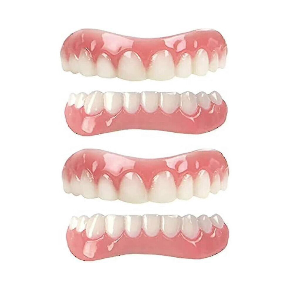 2 Pairs Dentures Cosmetic Veneer Natural Tone Instant Veneers Dental Silicone Tooth Whitening Tempor