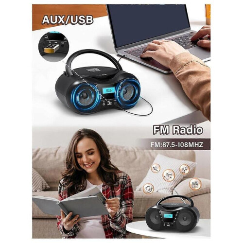 Φορητό CD Player Bluetooth CD Player Ραδιόφωνο AM/FM Στερεοφωνικό, Συμβατό με ραδιόφωνο CD/CD-R 2