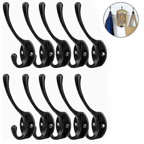(Μαύρο) Σετ 10 Ρουστίκ Γάντζων για Ρούχα, Βαρέως Τύπου, Ρετρό, Διπλά Γάντζοι, Επιτ 1