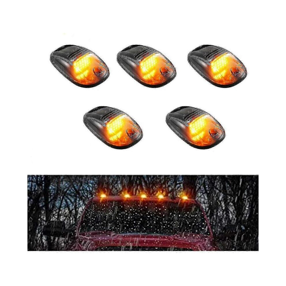 (Yellow)Solar Powered Cab Lights For Truck, 5Pcs Led Cab Lights, Led Cab Roof Running Top Marker Lights, Wireless Cab Roof Running Lights Yellow 6477056506031