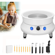 (White) Pottery Wheel Machine Touch LCD Pottery 25CM 350W Electric Pottery Wheel 200 r/min Pottery Wheel Forming Machine with Detachable Washable Basin