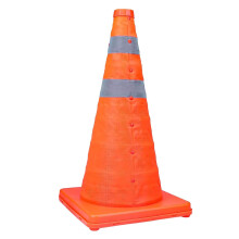 Orange Cones For Parking 17.7-Inch Folding Safety Cone With Reflective Strip And Light For Roadblock Driving-Training