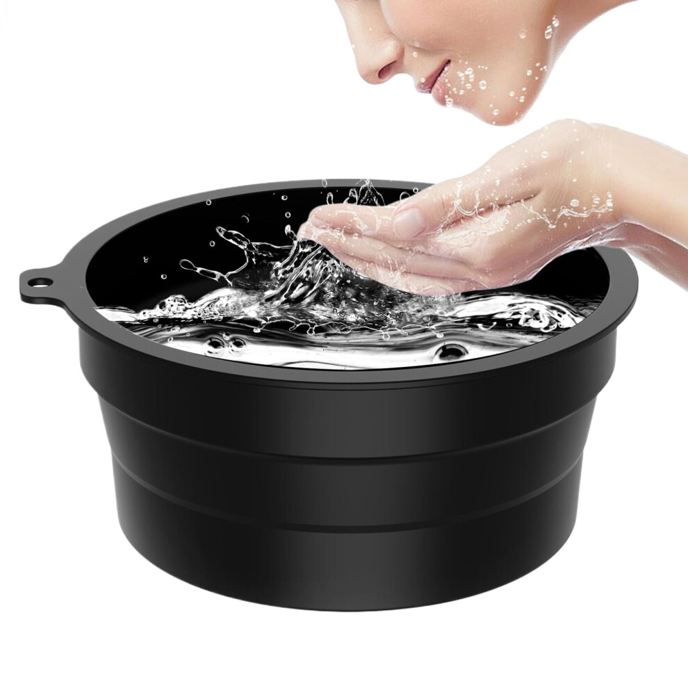 Face Ice Bath Bowl Folding Portable Washbasin Travel Friendly Black For Facial Cold Plunge Chiller