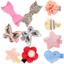 10Pcs Cute Bow Flower Hair Clips for Girls Assorted Color Glitter PU