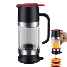 Honey Dispenser Large With Handle No Drip Tight Seal Glass Syrup Jar For Honey Syrup Jam Coffee Station Accessories Black