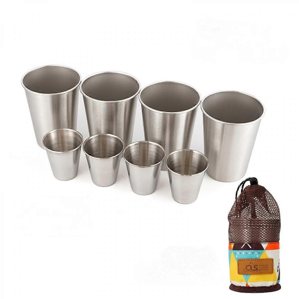 Kikidex (As Show, One Size) 400Ml Stainless Steel Cups, Metal Pint Tumbler Unbreakable Drinking Cups For Kids And Adults (8Pack)