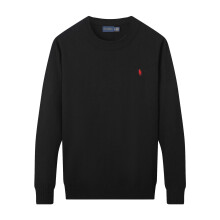 (Black, L) Men's Small Pony jumper ,Round-neck pure cotton, Knitwear Cotton Sweater Pullover