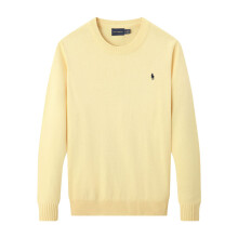 (Yellow, XL) Men's Small Pony jumper ,Round-neck pure cotton, Knitwear Cotton Sweater Pullover