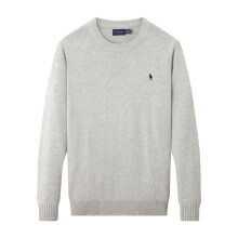(Light gray, XL) Men's Small Pony jumper ,Round-neck pure cotton, Knitwear Cotton Sweater Pullover