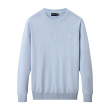 (Light blue, XXL) Men's Small Pony jumper ,Round-neck pure cotton, Knitwear Cotton Sweater Pullover