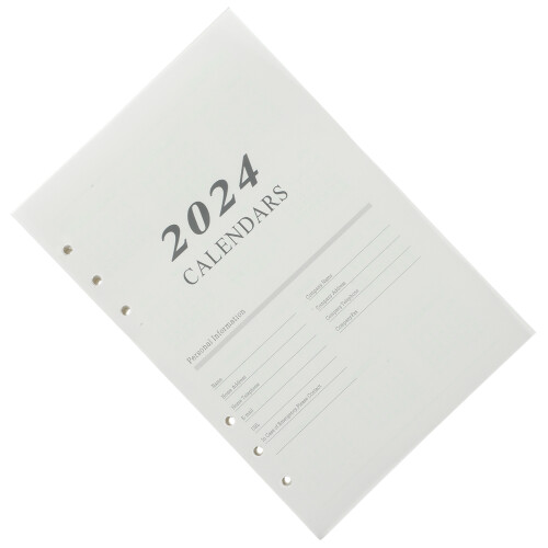 Loose Leaf Planning Notebook Portable A5 Academic Notepad English 2024 2