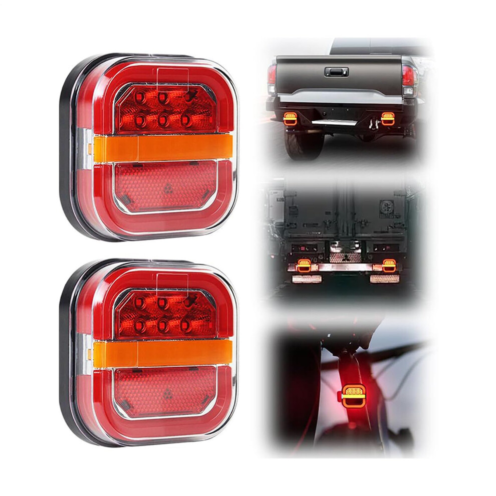 Trailer Tail Rechargeable Rear Brake Lamp Led, Easy Mount, High-Intensity For Truck Rv Marine Towing Light/Red 9016109147790