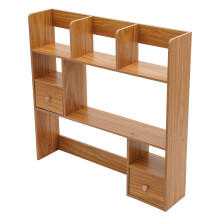 (Pine Color) Desktop Bookshelf Home Office Desk Organizer