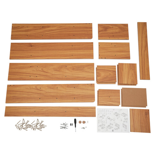 (Pine Color) Desktop Bookshelf Home Office Desk Organizer 2