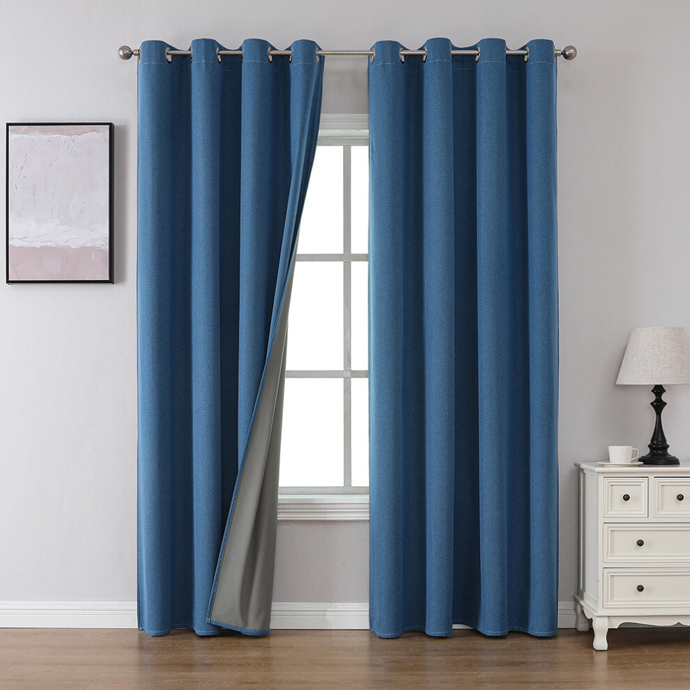 (Waterproof sea blue, 132*274cm) Outdoor waterproof curtains, fully light-blocking fabric, solid-color balcony sun protection and heat insulation curt-image-OPC-PKSQ76J-NEW