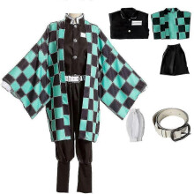 (S) Demon Slayer Kamado Tanjirou Cosplay Costume Outfit Set Party Fancy Dress