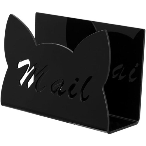 Space Saving Letter Holder Desktop Mail Organizer Rack, Envelope Holder, Desk Document Storage Stand, Black 1