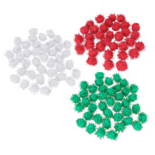 500 ballen pompons handgemaakt 150 wit 200 groen 150 rood