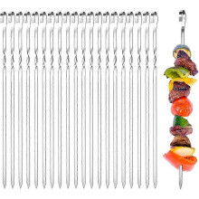 20pcs Stainless Steel BBQ Kebab Skewers 35cm