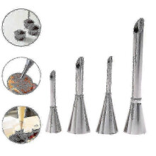 Set of 4 eclair nozzles, cupcake filling tubes, pastry syringes, cream nozzles